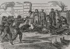 Shootings of Communards at the Jardin du Luxembourg, (Luxembourg Gardens), after the defeat…1871. Creator: Celestino Sadurni