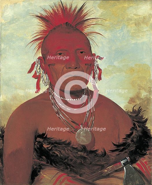 Shón-ka-ki-he-ga, Horse Chief, Grand Pawnee Head Chief, 1832. Creator: George Catlin.