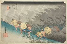 Shono: Driving Rain (Shono hakuu), from the series "Fifty-three Stations of the Toka..., c. 1833/34. Creator: Ando Hiroshige