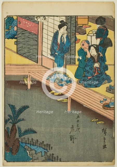 Shono, from the series "Fifty-three Stations [of the Tokaido] (Gojusan tsugi)," also known..., 1852. Creator: Ando Hiroshige.