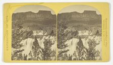Shoshone Falls, Snake River, Idaho, looking through the timber, and showing the main fall..., 1874. Creator: Tim O'Sullivan