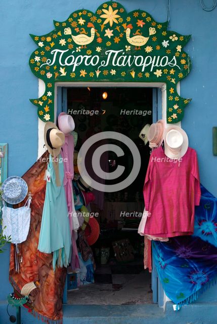 Shop doorway, Fiskardo, Kefalonia, Greece. Creator: Peter Thompson.