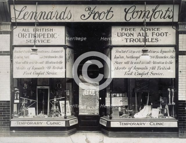 Shop of Lennard's Ltd orthopaedic suppliers and chiropodists: exterior, c1930s. Creator: USA Studios.