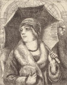 Shopper with Umbrella, 1929. Creator: Kenneth Hayes Miller