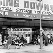 Shoppers attending a closing down sale at a shop in Kentish Town, London, c1970. Creator: Henry Grant