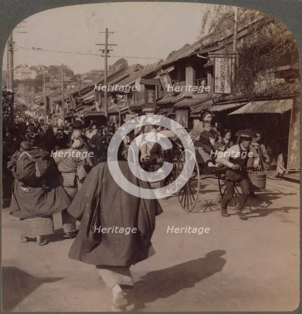 'Shops and crowds on Batsumati Street, in the native quarter, Yokohama, Japan', 1904. Artist: Unknown.