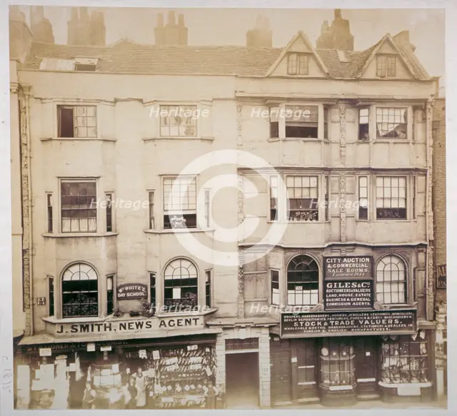 Shops in Aldersgate Street, City of London, c1865. Artist: Anon