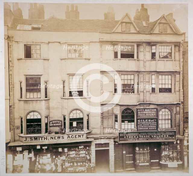 Shops in Aldersgate Street, City of London, c1865. Artist: Anon
