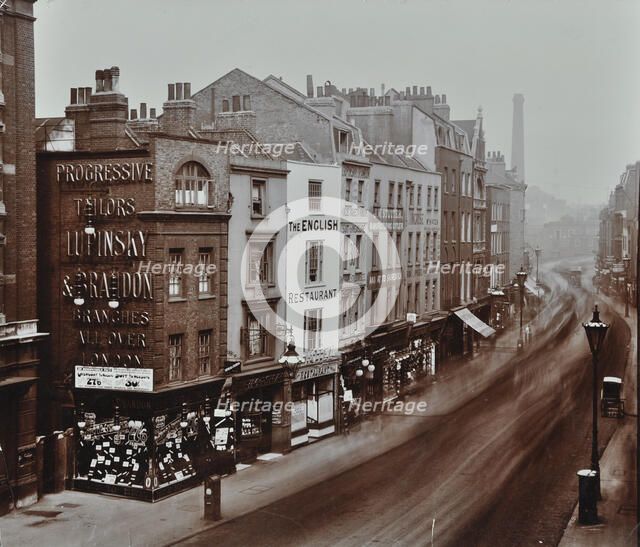 Shops on Bishopsgate, London, October 1909. Artist: Unknown.