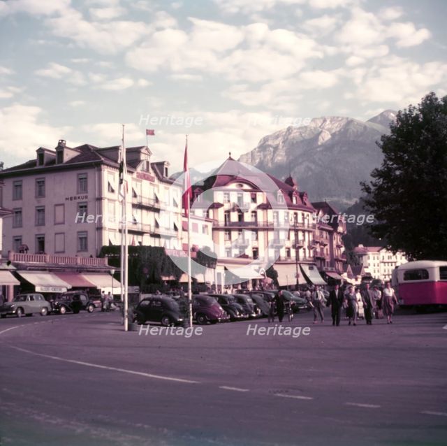 Shops near the station, Interlaken, Switzerland, c1955.  Creator: Arthur Charles Kirby Ware.