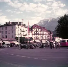 Shops near the station, Interlaken, Switzerland, c1955. Creator: Arthur Charles Kirby Ware