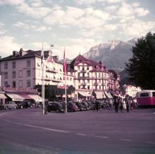 Shops near the station, Interlaken, Switzerland, c1955. Creator: Arthur Charles Kirby Ware