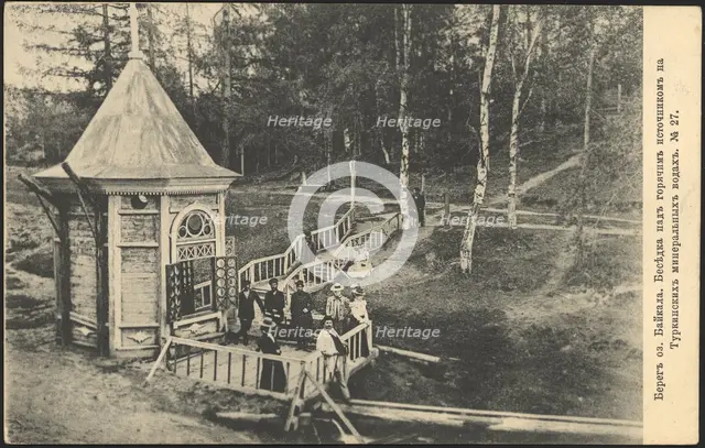 Shore of Lake Baikal. Gazebo over the hot spring at Turkinskiye Mineral Waters, 1905. Creator: Unknown.