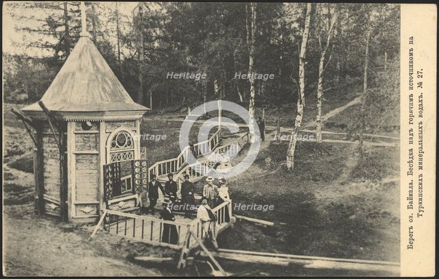 Shore of Lake Baikal. Gazebo over the hot spring at Turkinskiye Mineral Waters, 1905. Creator: Unknown.
