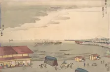 Shore Scene Showing European Influence. Creator: Shotei Hokuju