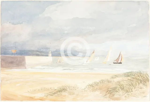 Shore Scene with Sailboats (Portland, Dorset?), 1822/1839?. Creator: James Bulwer.