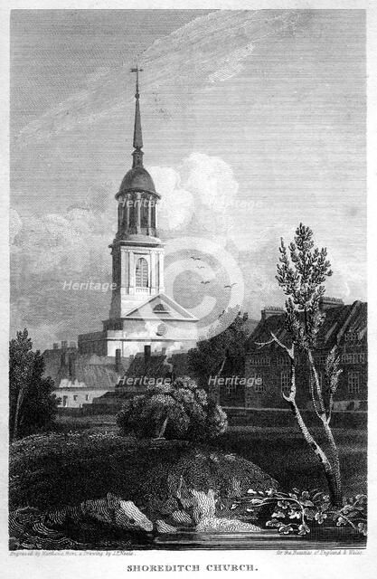 Shoreditch Church, London, 1815.Artist: Matthews