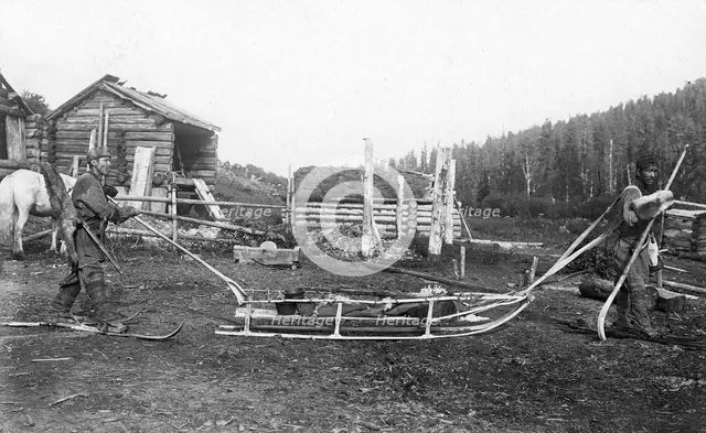Shoria Hunters Equipped for the Winter Hunt, 1913. Creator: GI Ivanov.