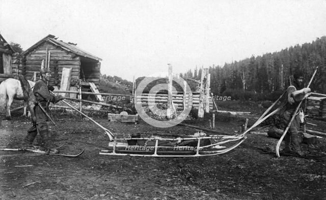 Shoria Hunters Equipped for the Winter Hunt, 1913. Creator: GI Ivanov.