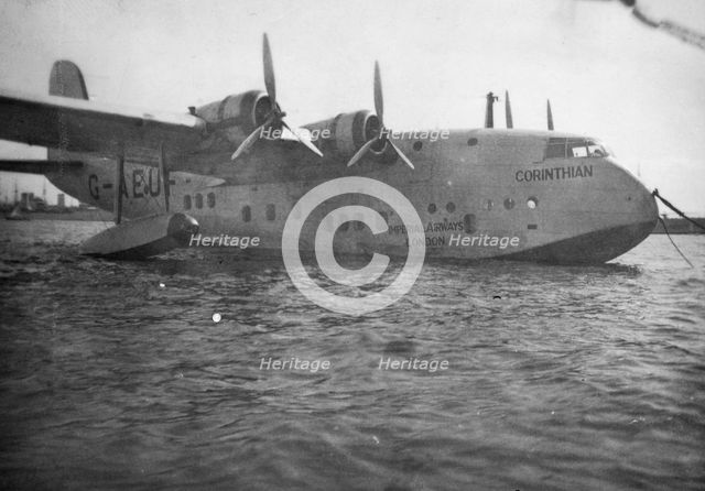 Short Empire flying boat 'Corinthian', Alexandria, Egypt, c1938-c1941. Artist: Unknown