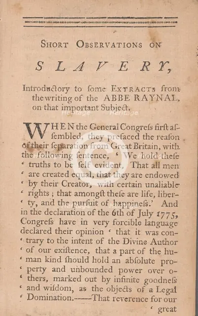 Short observations on slavery: introductory to some extracts from the writing..., 1783. Creator: Unknown.