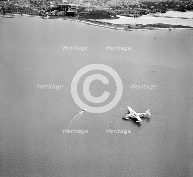 Short S26 flying boat 'Golden Hind' (G-AFCI) at anchor in Poole Harbour, Dorset, 1946. Artist: Aerofilms.