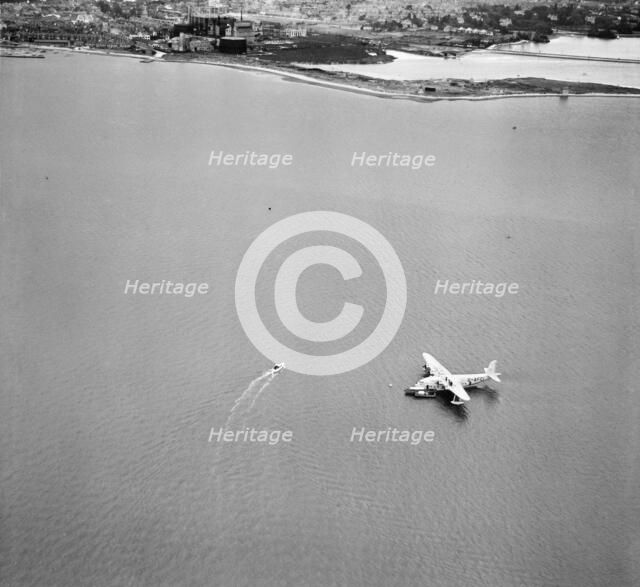 Short S26 flying boat 'Golden Hind' (G-AFCI) at anchor in Poole Harbour, Dorset, 1946. Artist: Aerofilms.