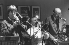 Shorty Rogers, Bill Watrous and Bob Cooper, Ronnie Scotts, Soho, London, c1982. Creator: Brian Foskett