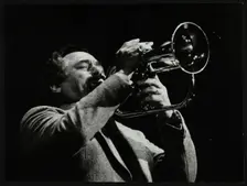 Shorty Rogers playing the flugelhorn, Hemel Hempstead, Hertfordshire, 1983. Creator: Denis Williams