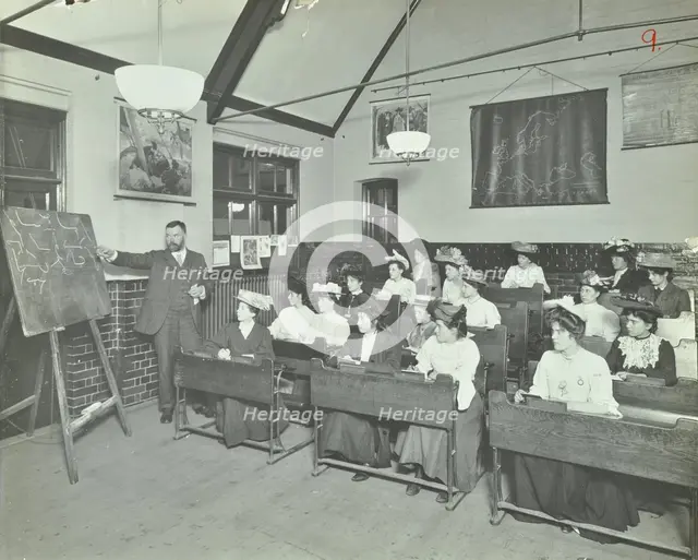 Shorthand class for women, Choumert Road Evening Institute, London, 1907. Artist: Unknown.