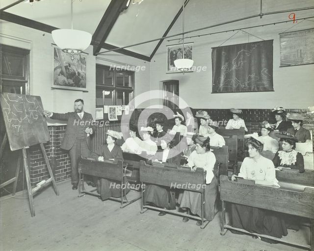 Shorthand class for women, Choumert Road Evening Institute, London, 1907. Artist: Unknown.