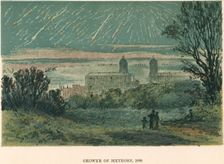 Shower of meteors (Leonids) observed over Greenwich, London, 1866 (1884). Creator: Unknown