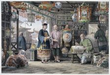 Showroom of a Lantern Merchant in Peking China, 1843. Artist: Thomas Allom