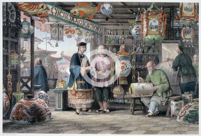 'Showroom of a Lantern Merchant in Peking', China, 1843. Creator: Thomas Allom.