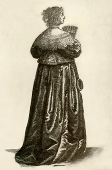 Shows the dress of an English gentlewoman 1640, (1937). Creator: Unknown