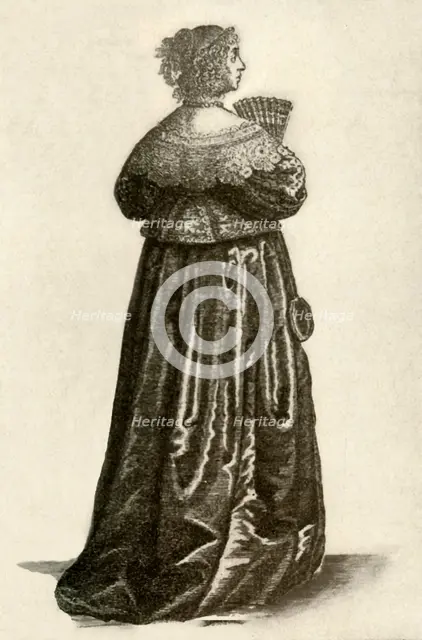 'Shows the dress of an English gentlewoman', 1640, (1937). Creator: Unknown.