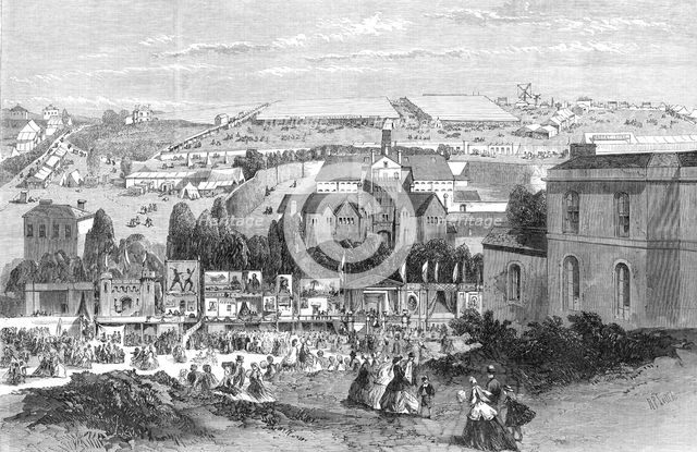 Showyards of the Royal Agricultural Society of England at Plymouth, 1865. Creator: Richard Principal Leitch.