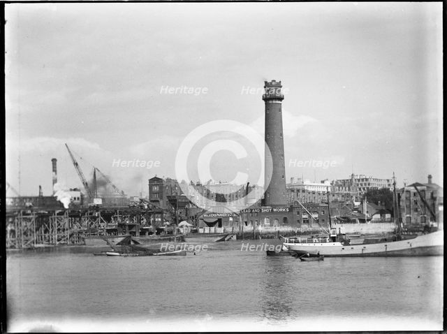 Shot Tower and Lead Works, Belvedere Road, Lambeth, Greater London Authority, 1936. Creator: Charles William  Prickett.