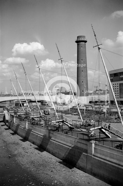 Shot Tower and lead works, Belvedere Road, Lambeth, London, c1945-1951. Artist: SW Rawlings
