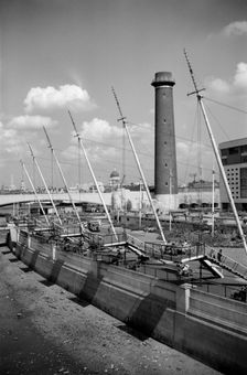 Shot Tower and lead works, Belvedere Road, Lambeth, London, c1945-1951. Artist: SW Rawlings