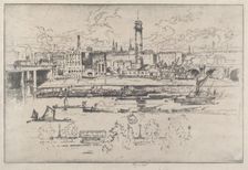 Shot Tower between the Bridges, 1910. Creator: Joseph Pennell