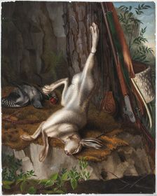 Shot Hare and Hunting Equipment, 1834. Creator: Wilhelm von Wright