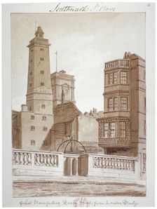 Shot Manufactory, Tooley Street, from London Bridge Bermondsey, London, 1828. Artist: John Chessell Buckler