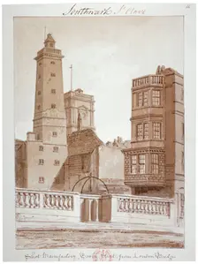 Shot Manufactory, Tooley Street, from London Bridge Bermondsey, London, 1828. Artist: John Chessell Buckler