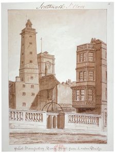 Shot Manufactory, Tooley Street, from London Bridge Bermondsey, London, 1828. Artist: John Chessell Buckler