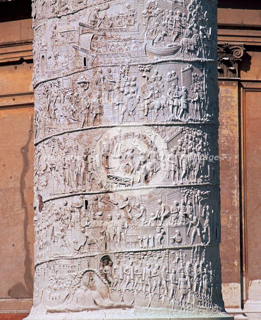 Shot of Trajan's column, showing the Dacian wars, 2nd century. Artist: Unknown