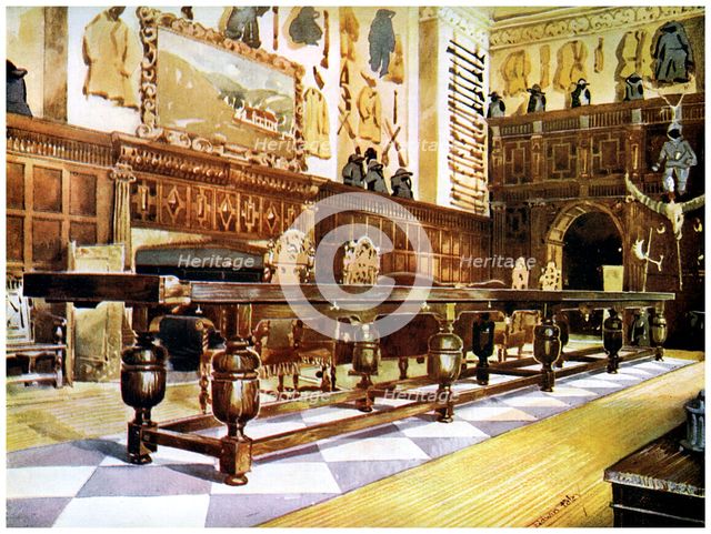 Shovelboard table in the hall of Littlecote, 1910.Artist: Edwin Foley