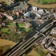 Shrewsbury railway station and castle, Shrewsbury, Shropshire, 2001. Artist: EH/RCHME staff photographer