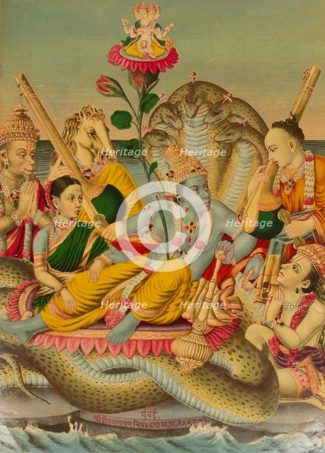 Shri Sheshanarayana, Vishnu Narayana on Shesha, 1886. Creator: Unknown.