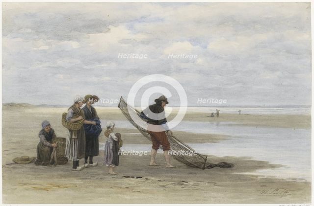 Shrimp fisherman on the beach, 1847-1892. Creator: Philip Lodewijk Jacob Frederik Sadee.